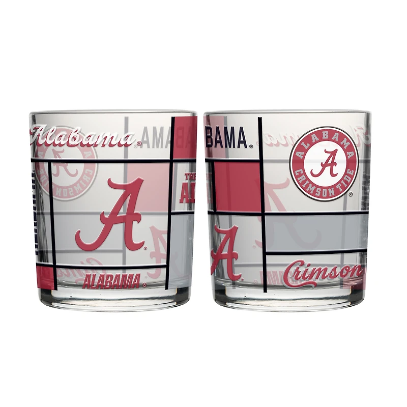 Logo Brands Alabama Crimson Tide 12oz. Quilted Stained Two-Pack Rocks Glass Set