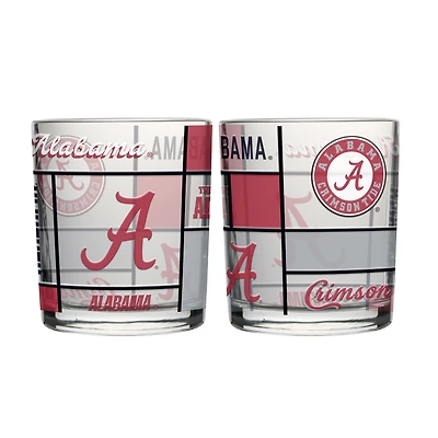 Logo Brands Alabama Crimson Tide 12oz. Quilted Stained Two-Pack Rocks Glass Set