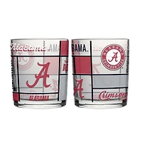 Logo Brands Alabama Crimson Tide 12oz. Quilted Stained Two-Pack Rocks Glass Set