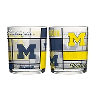 Logo Brands Michigan Wolverines 12oz. Quilted Stained Two-Pack Rocks Glass Set
