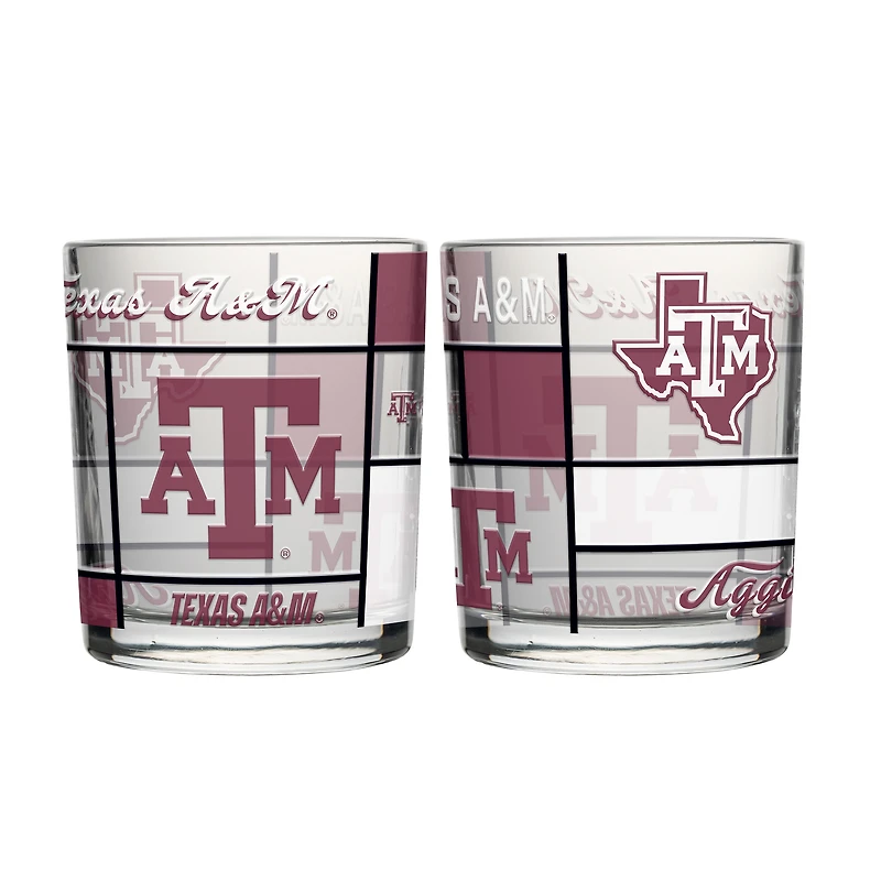Logo Brands Texas A&M Aggies 12oz. Quilted Stained Two-Pack Rocks Glass Set