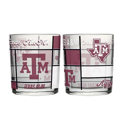 Logo Brands Texas A&M Aggies 12oz. Quilted Stained Two-Pack Rocks Glass Set