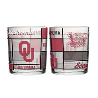 Logo Brands Oklahoma Sooners 12oz. Quilted Stained Two-Pack Rocks Glass Set