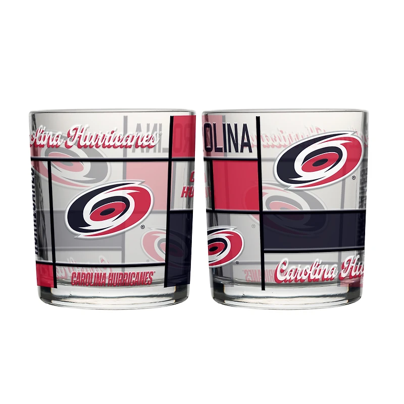 Logo Brands Carolina Hurricanes 12oz. Quilted Stained Two-Pack Rocks Glass Set