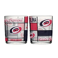 Logo Brands Carolina Hurricanes 12oz. Quilted Stained Two-Pack Rocks Glass Set
