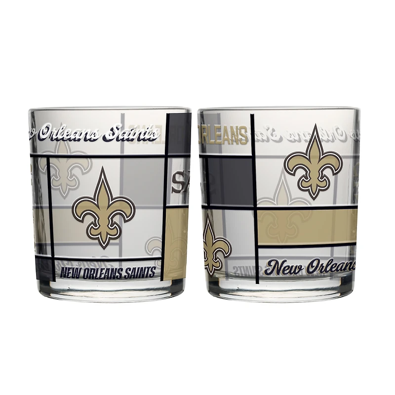 Logo Brands New Orleans Saints 12oz. Quilted Stained Two-Pack Rocks Glass Set
