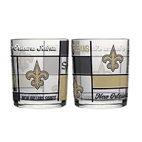 Logo Brands New Orleans Saints 12oz. Quilted Stained Two-Pack Rocks Glass Set
