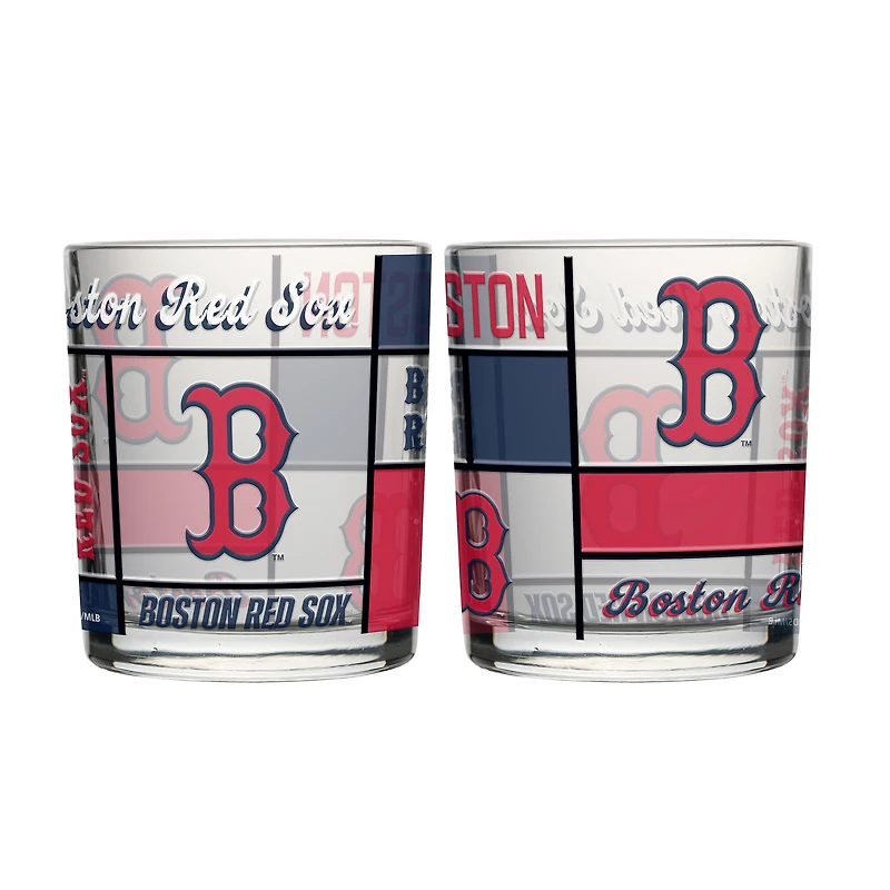 Logo Brands Boston Red Sox 12oz. Quilted Stained Two-Pack Rocks Glass Set