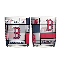 Logo Brands Boston Red Sox 12oz. Quilted Stained Two-Pack Rocks Glass Set