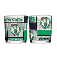 Logo Brands Boston Celtics 12oz. Quilted Stained Two-Pack Rocks Glass Set