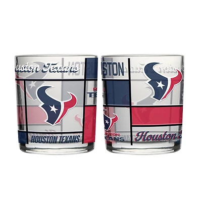 Logo Brands Houston Texans 12oz. Quilted Stained Two-Pack Rocks Glass Set