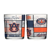 Logo Brands Auburn Tigers 12oz. Quilted Stained Two-Pack Rocks Glass Set