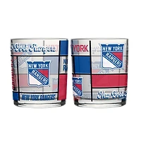 Logo Brands New York Rangers 12oz. Quilted Stained Two-Pack Rocks Glass Set