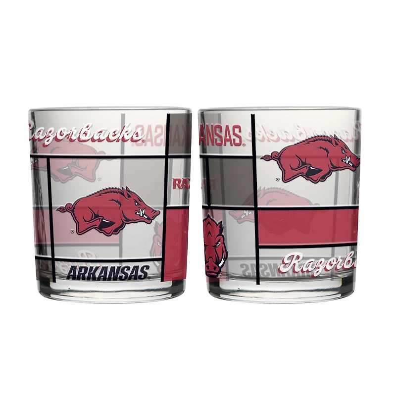 Logo Brands Arkansas Razorbacks 12oz. Quilted Stained Two-Pack Rocks Glass Set