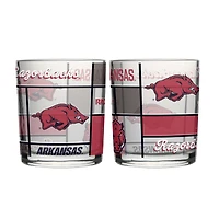 Logo Brands Arkansas Razorbacks 12oz. Quilted Stained Two-Pack Rocks Glass Set