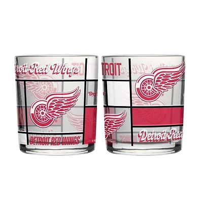 Logo Brands Detroit Red Wings 12oz. Quilted Stained Two-Pack Rocks Glass Set