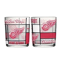 Logo Brands Detroit Red Wings 12oz. Quilted Stained Two-Pack Rocks Glass Set