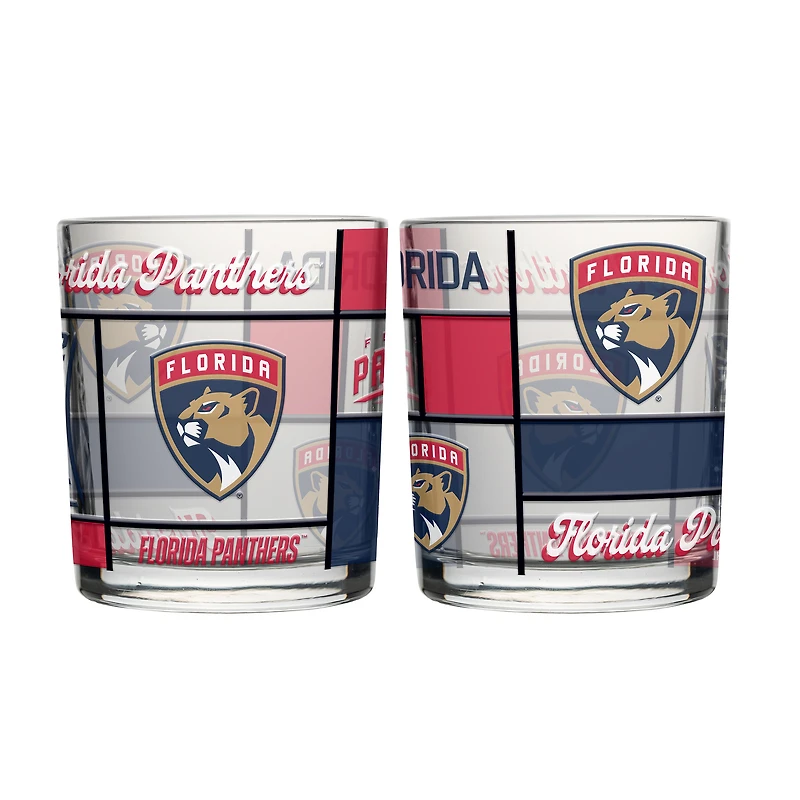 Logo Brands Florida Panthers 12oz. Quilted Stained Two-Pack Rocks Glass Set