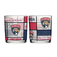 Logo Brands Florida Panthers 12oz. Quilted Stained Two-Pack Rocks Glass Set