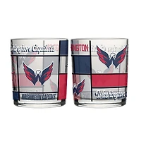 Logo Brands Washington Capitals 12oz. Quilted Stained Two-Pack Rocks Glass Set