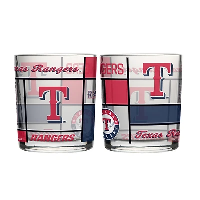 Logo Brands Texas Rangers 12oz. Quilted Stained Two-Pack Rocks Glass Set