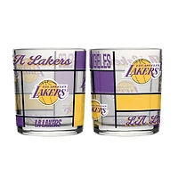 Logo Brands Los Angeles Lakers 12oz. Quilted Stained Two-Pack Rocks Glass Set