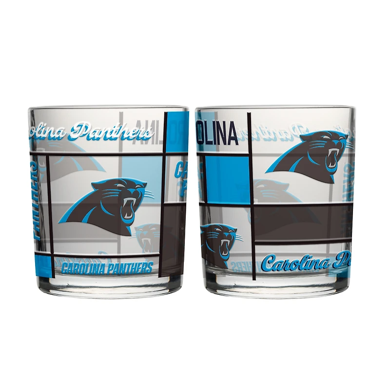 Logo Brands Carolina Panthers 12oz. Quilted Stained Two-Pack Rocks Glass Set