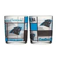 Logo Brands Carolina Panthers 12oz. Quilted Stained Two-Pack Rocks Glass Set