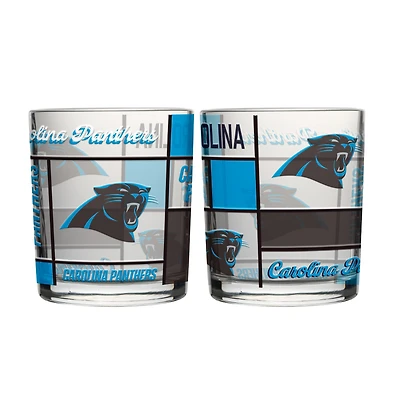 Logo Brands Carolina Panthers 12oz. Quilted Stained Two-Pack Rocks Glass Set