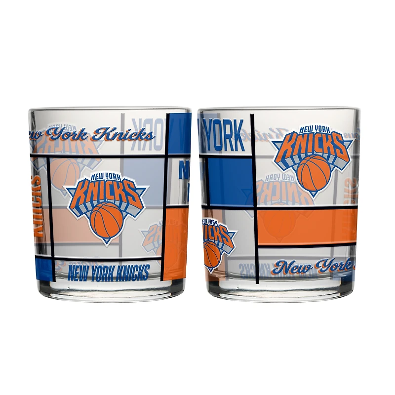 Logo Brands New York Knicks 12oz. Quilted Stained Two-Pack Rocks Glass Set
