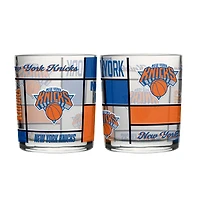 Logo Brands New York Knicks 12oz. Quilted Stained Two-Pack Rocks Glass Set