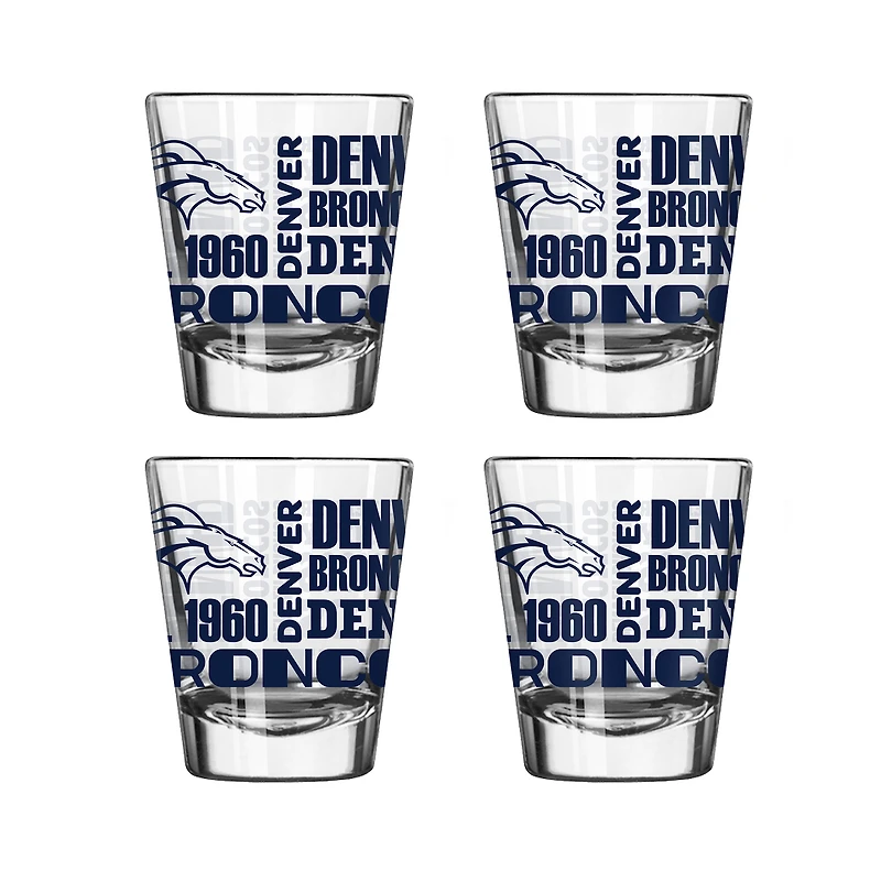 Denver Broncos 4-Pack 2oz. Shot Glass Set
