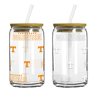 Logo Brands Tennessee Volunteers 16oz. Step And Repeat Glass Can with Lid & Straw 2-Pack