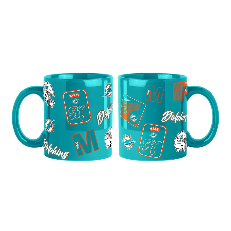 Miami Dolphins 2-Pack 15oz. Color Mug Set