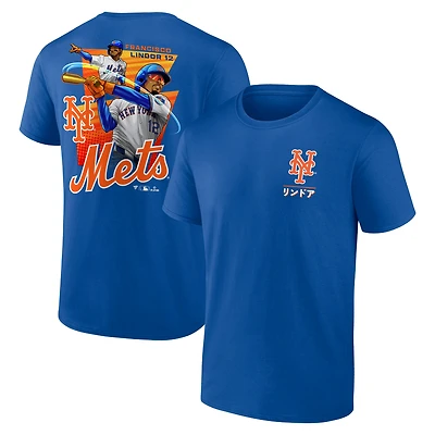 Men's Francisco Lindor Royal New York Mets Anime Graphic T-Shirt