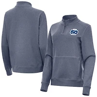 Women's Antigua  Heather Navy Seattle Seahawks 50th Season Crush Quarter-Zip Pullover