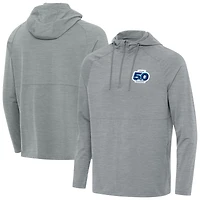 Men's Antigua  Heather Gray Seattle Seahawks 50th Season Spikes Raglan Quarter-Zip Hoodie