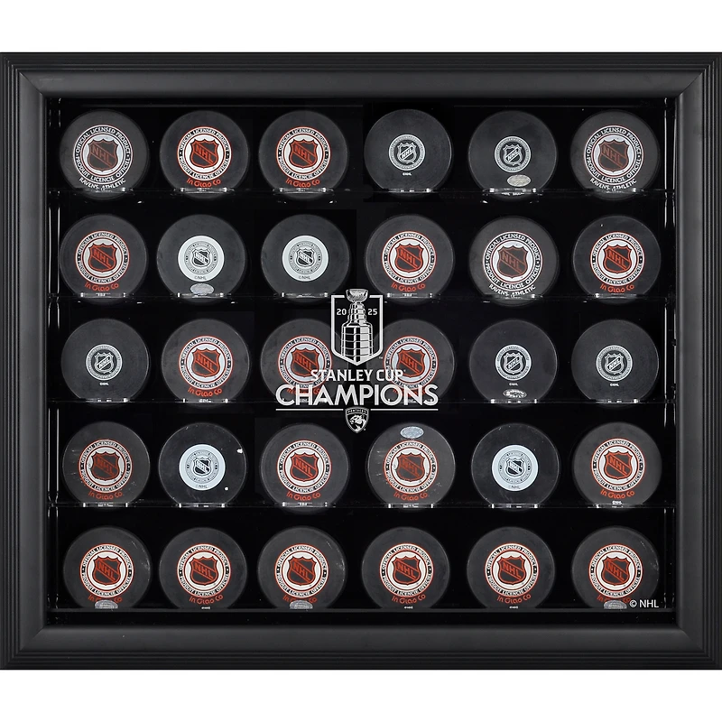 Florida Panthers 2025 Stanley Cup Champions Black Framed 30-Puck Logo Display Case