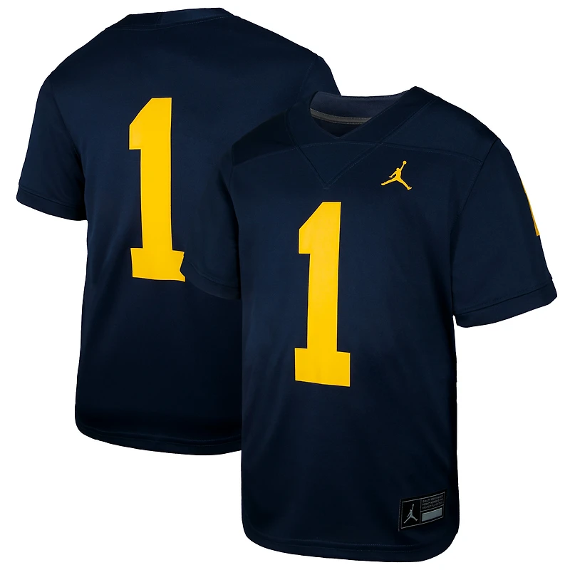 Youth Jordan Brand #1 Navy Michigan Wolverines  Untouchable Replica Game Jersey