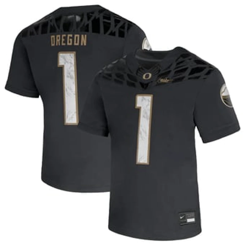 Preschool Nike #1 Anthracite Oregon Ducks Shoe Duck Vapor Fusion Jersey