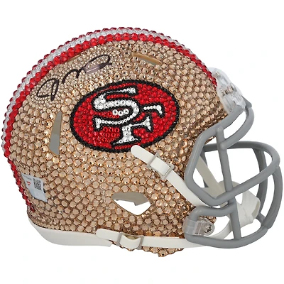 Joe Montana San Francisco 49ers Autographed Swarovski Crystal 1964-1995 Throwback Riddell Speed Mini Helmet - Art by Rock On Sports