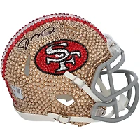 Joe Montana San Francisco 49ers Autographed Swarovski Crystal 1964-1995 Throwback Riddell Speed Mini Helmet - Art by Rock On Sports