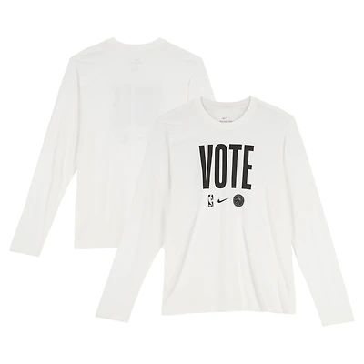 Stephon Castle San Antonio Spurs Player-Worn White "Vote" Long Sleeve T-Shirt from the 2024-25 NBA Season - Size L