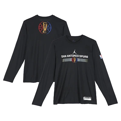 Stephon Castle San Antonio Spurs Player-Worn Black NBA Cup Long Sleeve T-Shirt from the 2024-25 NBA Season - Size XL