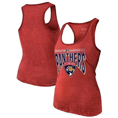 Women's Majestic Threads Red Florida Panthers 2025 Stanley Cup Champions Tri-Blend Racerback Tank Top