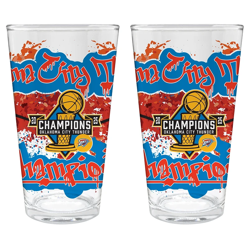 Oklahoma City Thunder 2025 NBA Finals Champions Two-Piece 16oz. Pint Glass Set