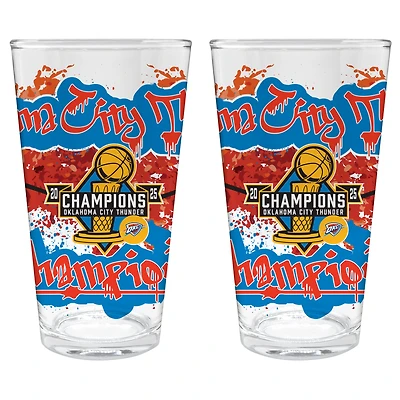 Oklahoma City Thunder 2025 NBA Finals Champions Two-Piece 16oz. Pint Glass Set