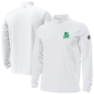 Men's Under Armour White Notre Dame Fighting Irish All Fight Motion Quarter-Zip Sweatshirt