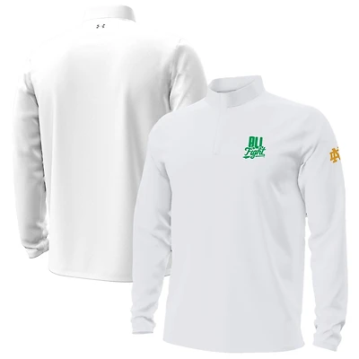 Men's Under Armour White Notre Dame Fighting Irish All Fight Motion Quarter-Zip Sweatshirt