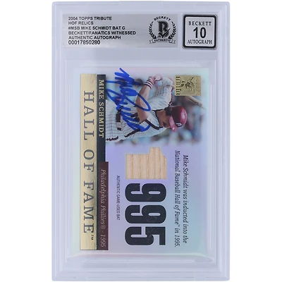 Mike Schmidt Philadelphia Phillies Autographed 2004 Topps Tribute Hall of Fame Bat Relic #TR-MSB Beckett Fanatics Witnessed Authenticated 10 Card